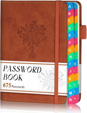 Password Keeper Book with Colorful Alphabetical Tabs, Small Pocket Password Logb