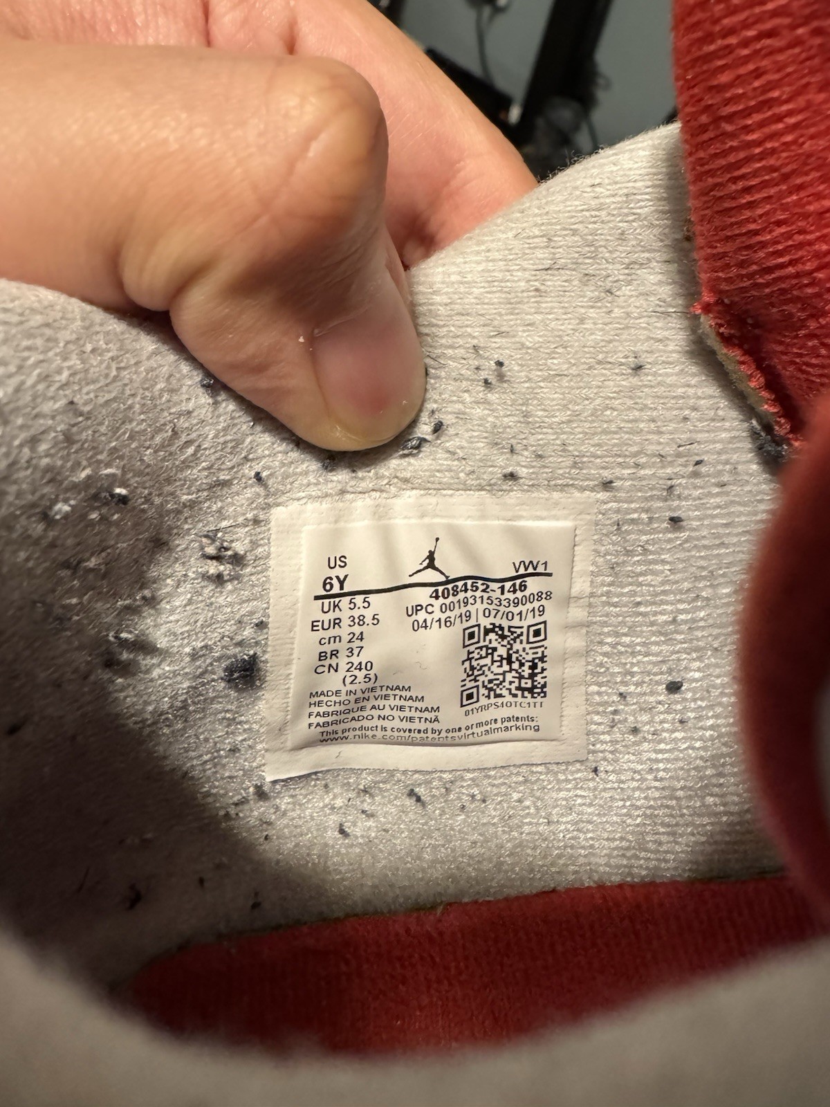 Nike Air Jordan 4 Retro GS White Blue Red Leather Basketball Shoes 6Y 408452-146 thumbnail 7