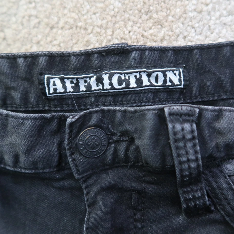 Affliction 牛仔裤男式 34x33 黑色 Gage 直筒弹力牛仔布 — 第 3/4 张图片