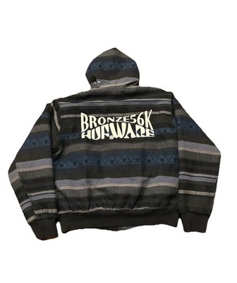 HUF Bronze56k Medium Baja Work Jacket Black Blue Blanket Embroidered $220 Skater