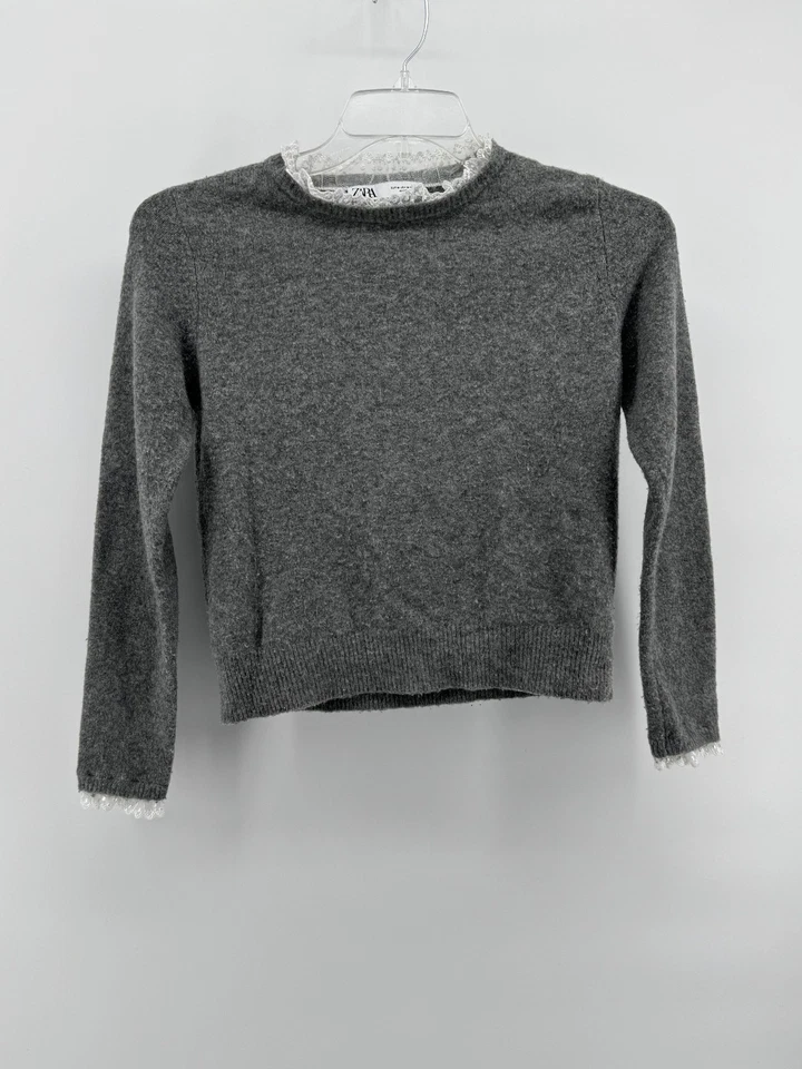 Suéter Zara Meninas Cinza Tamanho M Manga Longa Malha Pulôver Quente Casual - Imagem 2 de 4