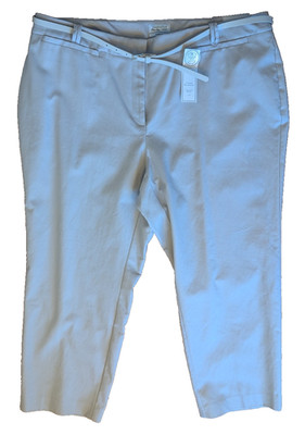 NWT Charter Club TUMMY CONTROL Womens Plus 22W Beige CURVY FIT Pants W BELT (C2)
