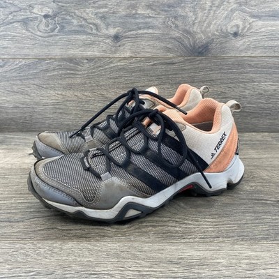 Adidas Terrex AX2R Hiking Shoes Womens 8 Grey Black Peach Climaproof Adiprene