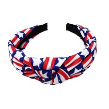 Patriotic Head Band Twisted Star on Blue with Stripes Design
