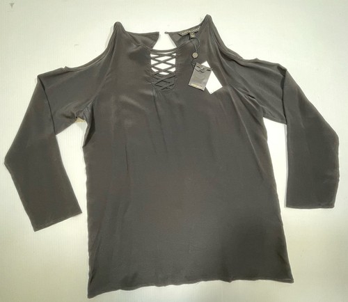 Dora Landa Woman’s Black 100% Silk Kind Sleeve Semi Sheer Long Sleeve Blouse S - 第 1/8 張圖片