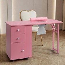 Foldable Manicure Table for Nail Tech, Nail Desk Station for Makeup Beauty Salon
