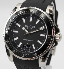 GUCCI DIVE YA136204 Black Dial Rubber Men's Watch 45mm