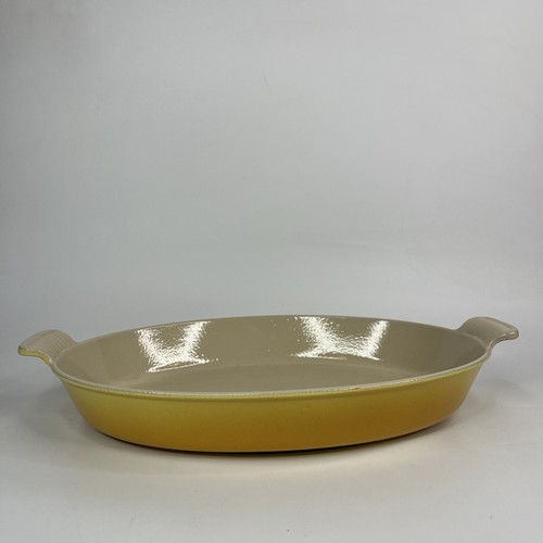 Le Creuset 36 Cast Iron Casserole Yellow Orange Enamel Oval Au Gratin Pan