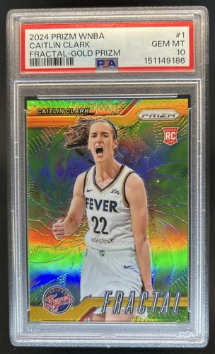 2024 Panini WNBA Prizm Caitlin Clark Fractal RC Gold Rookie #/10 Fever PSA 10