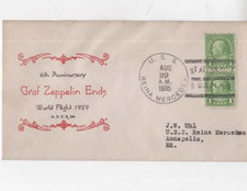USS Reina Mercedes 1935  Louis Nix cachet - Graf Zeppelin Ends World Flight Aniv