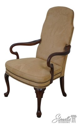 60160: ETHAN ALLEN Suede Upholstered Queen Anne Armchair