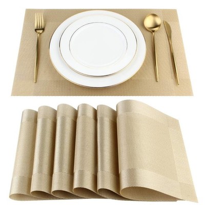 8 PCS Stylish Woven Placemats Washable Durable PVC Dining Table Mats Gold