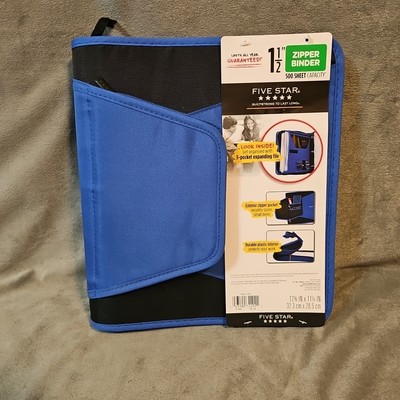 Five Star Zipper Binder 1.5'' 3-Ring + Expanding File Folder Organizer School