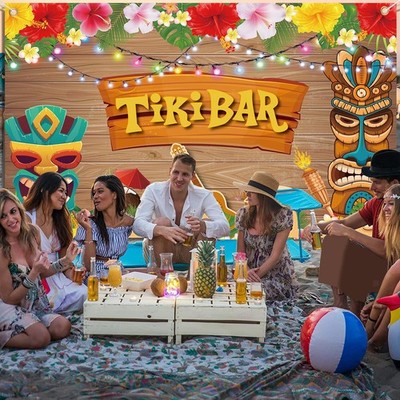 Tiki Hintergrund, Hawaii Banner, 180x110cm Aloha Party Deko für Geburtstag