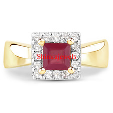 Heated Ruby Gemstone With 18k Gold Plated Silver Women's Ring 4