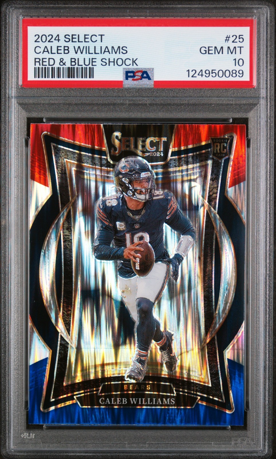2024 Select - Concourse Caleb Williams #25 Red & Blue Shock Prizm (RC) PSA 10