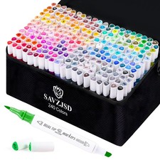 240 Color Dual Tip Marker Set Fine Chisel WaterBased Art Markers Kit