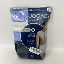 Jockey L110017 Men's 4-Pack Assorted Cotton Blend Tapered Boxer Size M 32/34
