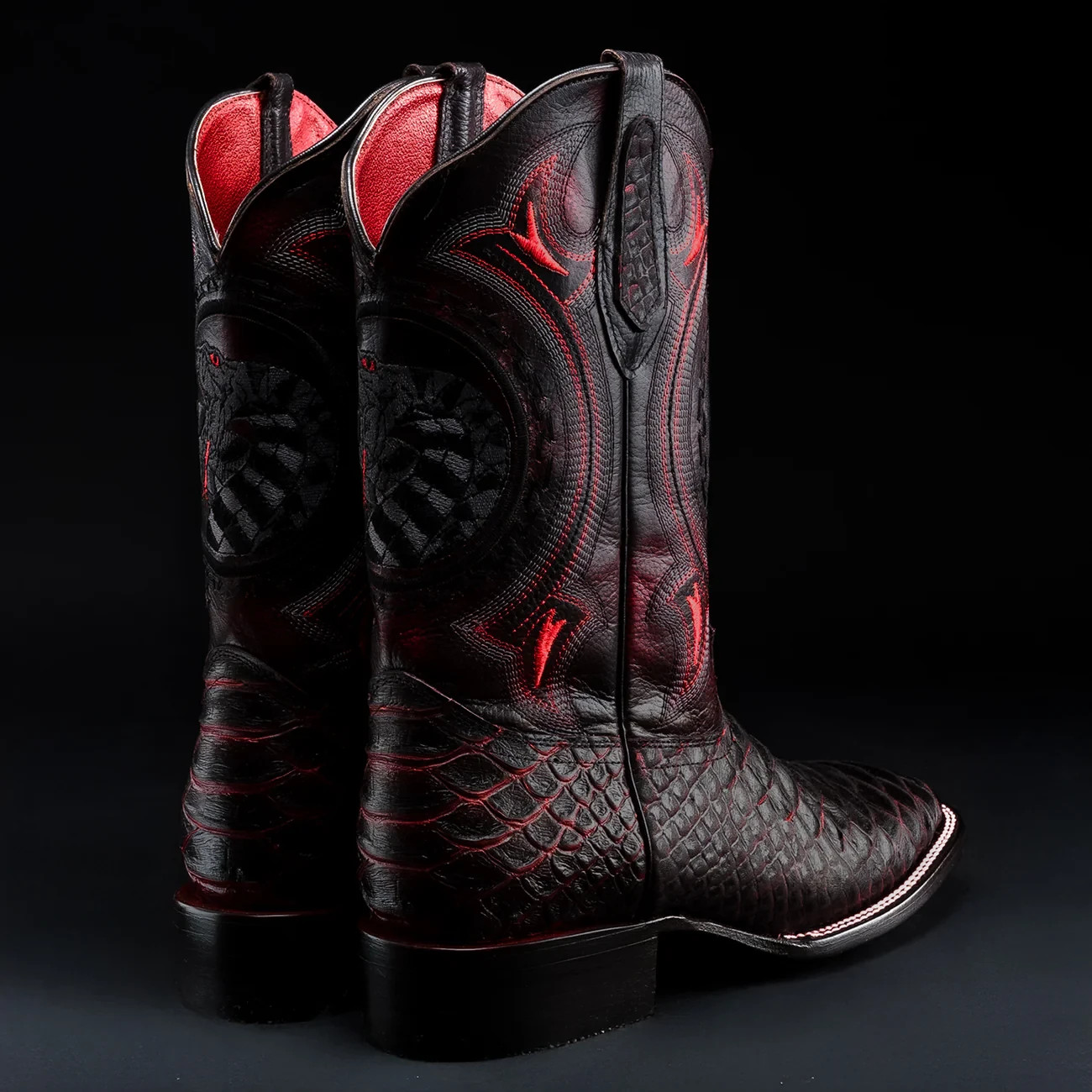 Genuine Leather Exotic Python Print Square Toe Co… - image 9