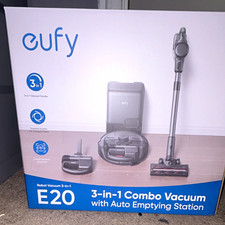 eufy E20 3-in-1 Robot Vacuum Combo, Auto-Empty Station, Obstacle Avoid, Grey