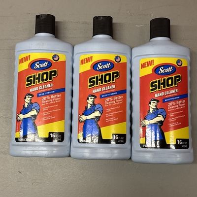#ad Scott Shop Hand Cleaner Blue Titanium Pumice 16oz Lot of 3 $21.99