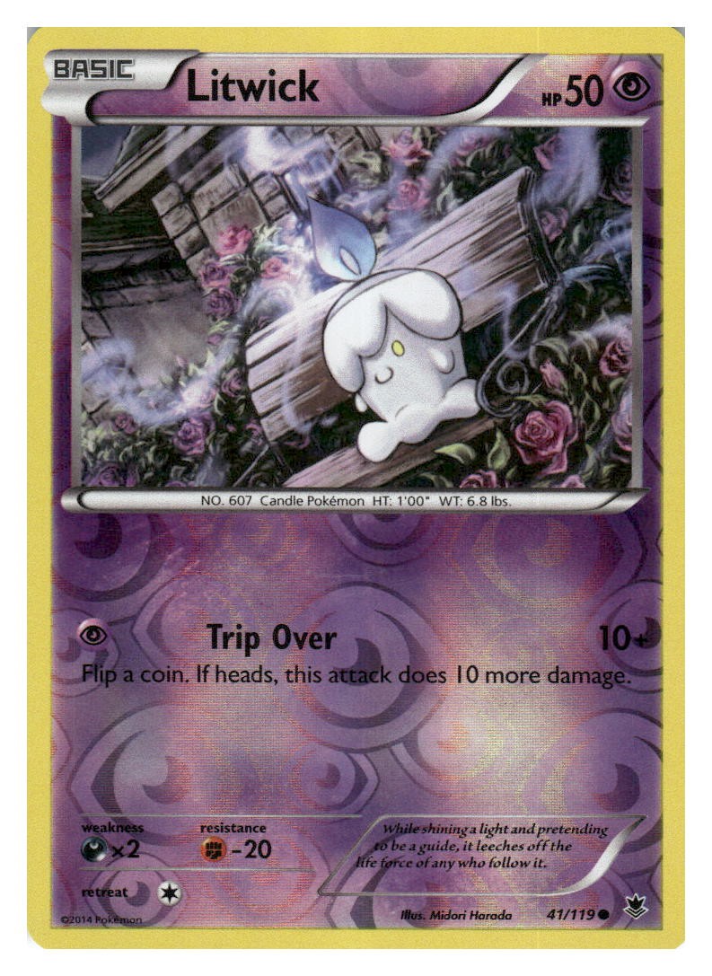 Litwick 41/119 Common Phantom Forces Pokemon Reverse Holo Lightly Played