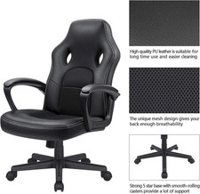 Adjustable Office Gaming Chair High Back Leather Ergonomic Computer Chairs Black