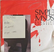 Simple Minds Sanctify Yourself Vinyl Record 7" VG+/VG SM 1 1986