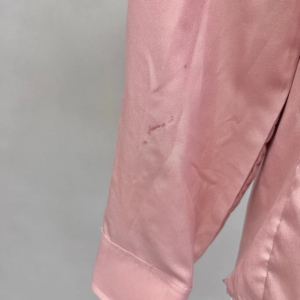 Camisa De Colección Años 70 JC Penney Rosa Lustre Seda Poliéster Botón Delantero Talla 15/33 Foto 4 de 4