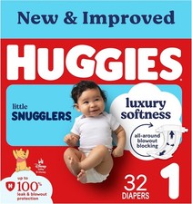 Huggies Diapers, Little Snugglers Baby Diapers, Size 1 8-14 lbs , 32 Count