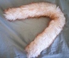 Fox/Cat Tail Costume Faux Fur - 30" / 2 ' - White w/ Red Accent