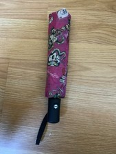 Ed Hardy Auto Compact Umbrella Love Kills Slowly Pink Skull Snake Rose NWT