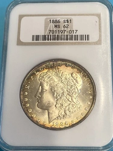 1886-P  $1  MORGAN SILVER DOLLAR  NGC MS62 Old Holder