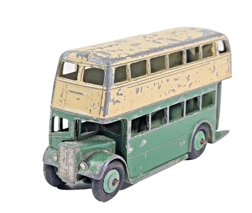 Vintage Dinky Toys 29c AEC Double Decker Bus Green Cream Color Die-cast Unboxed.