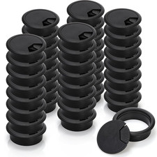 40 Pack 2 Inch Desk Grommet, Plastic Cable Hole Cover Bulk for PC Desk, Flexi...
