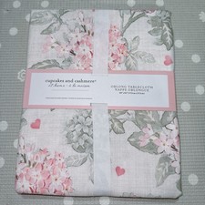 Cupcakes And Cashmere Set 60 x 84 Pink Flowers Floral, Hearts Tablecloth