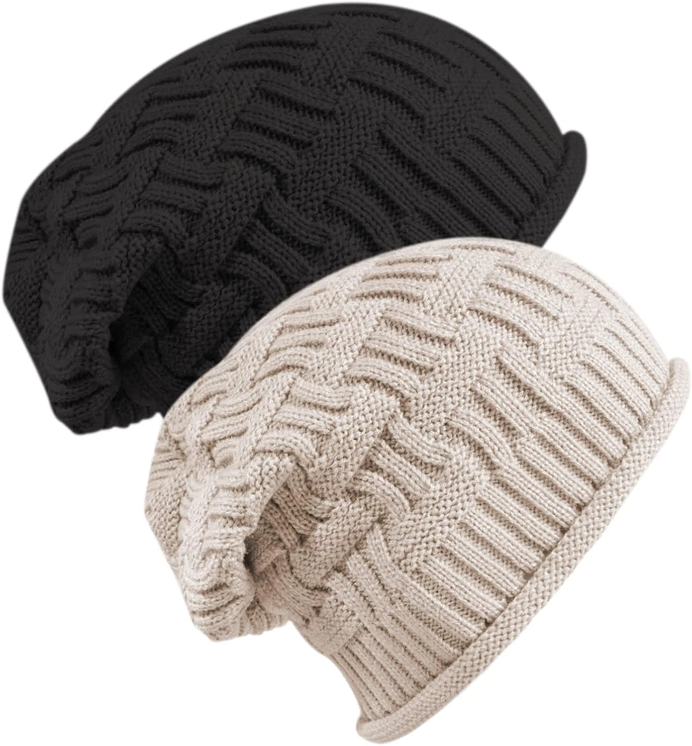 Beanie Hats for Women, Winter Slouchy Knit Beanies Warm Fleece Lined Chunky Over