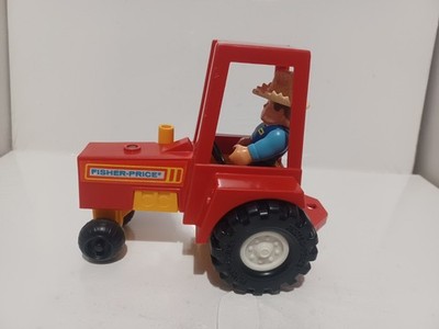 Vintage 1980 Fischer Price Huskey Helper Farm Tractor Plus Husky Helper Farmer