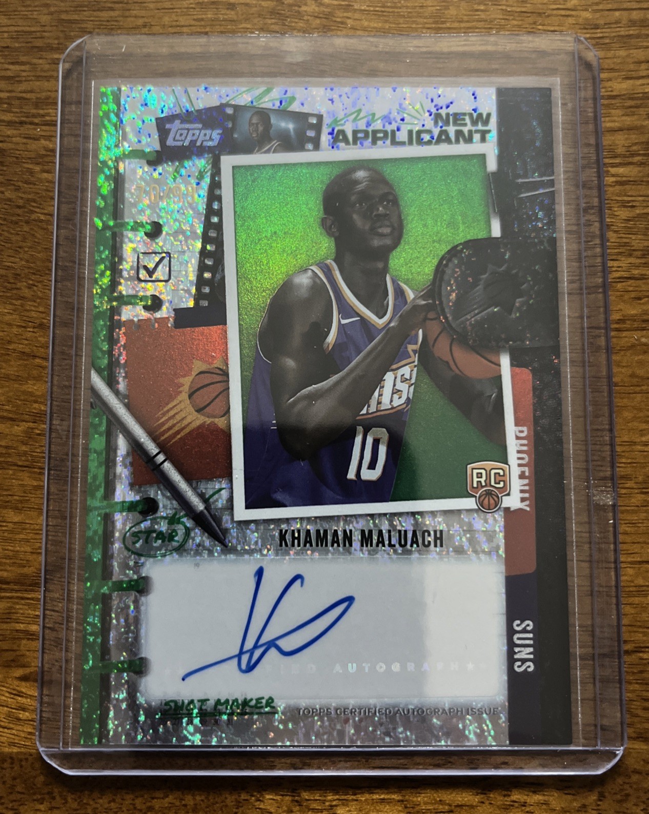 2025-26 Topps Basketball Khaman Maluach New Applicant Green Auto RC #70/99