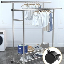 Heavy Duty Clothing Garment Rack Rolling Hanging Closet Organizer NEW