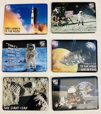 Boxed Commemorative Set of 6 Quality Magnets Apollo 50th Anniversary Man on Moon