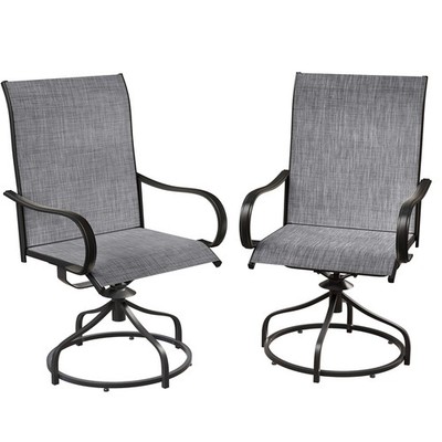 Patio Swivel Chairs, Outdoor 360° Rocker Dining Chairs w/ High Back & Armrest