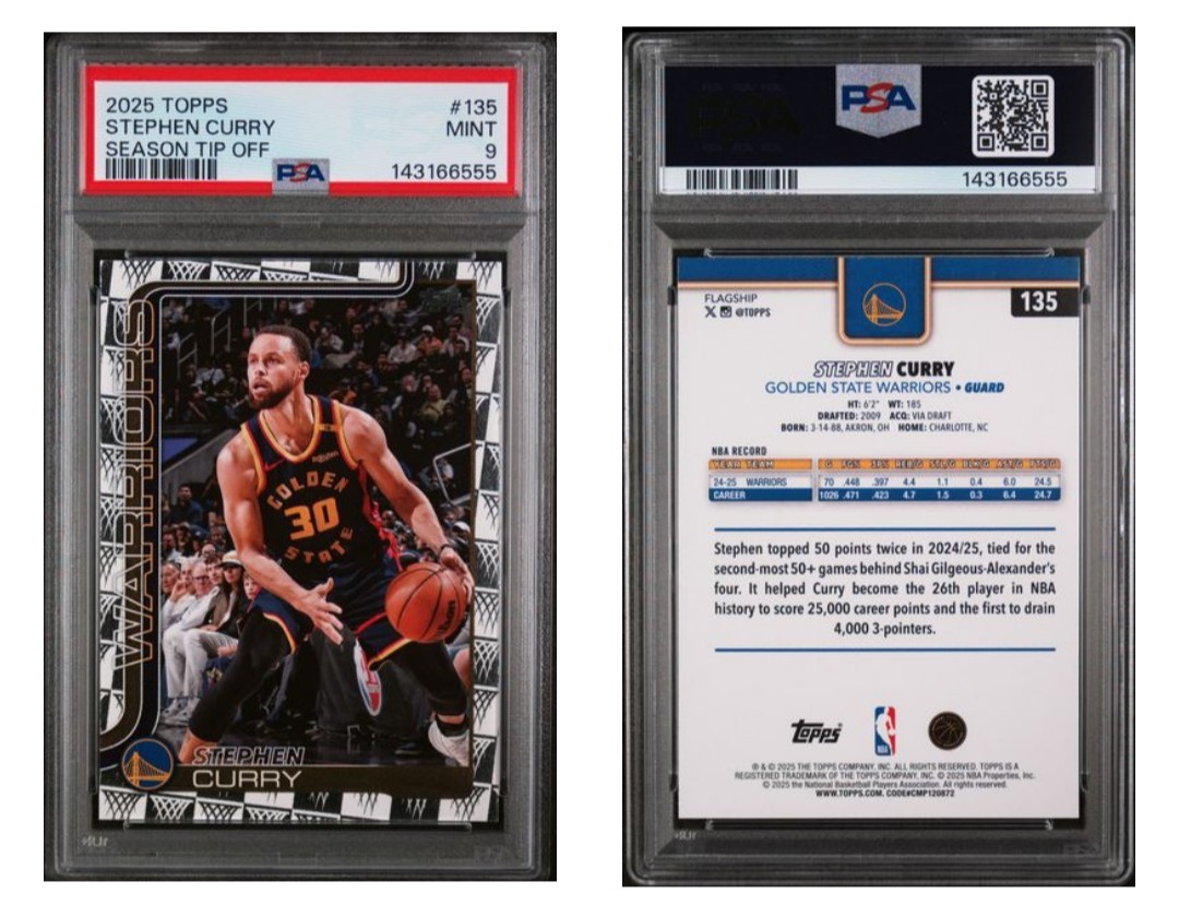 2025 TOPPS SEASON TIP OFF #135 STEPHEN CURRY PSA 9