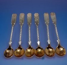 6 vintage 1927 Kalevalan Koru KK Finland 813H silver tea spoons monogrammed J H
