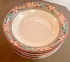 Debbie Mumm Set of 4 Ceramic Soup Bowls Pine Cone Vintage New Old Stock Sakura