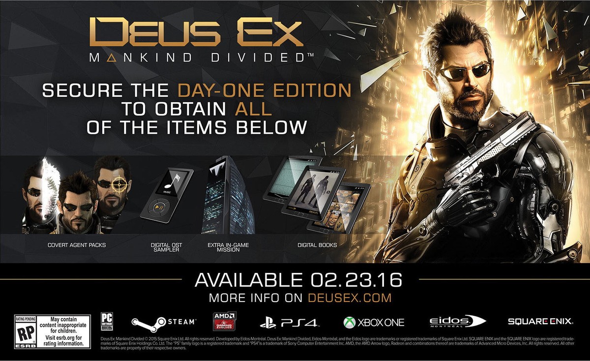 Deus Ex Mankind Divided *DAY ONE EDITION* (PS4) New
