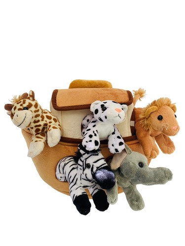 Unipak Arca de Noé con 5 Animales de Peluche Juego Suave León Cebra Jirafa Elefante - Imagen 2 de 17