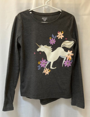 Jumping Beans Einhorn Langarm T-Shirt - Größe 7 (Alter 6/7) - dunkelgrau