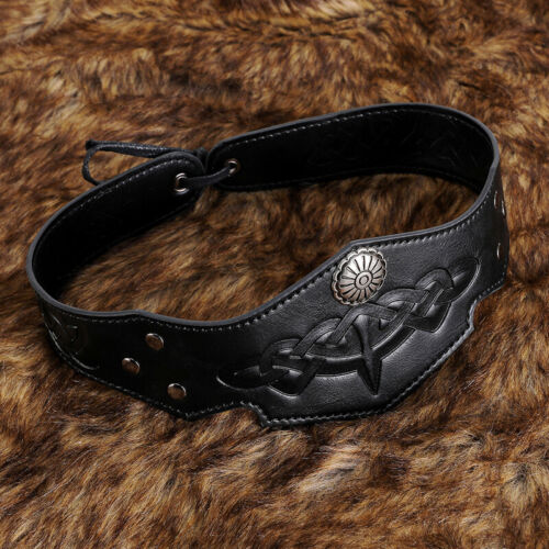 Unisex Mittelalter Kreis Stirnband Cosplay PU Leder Krone Krieger Kopf Ring - Bild 12 von 14