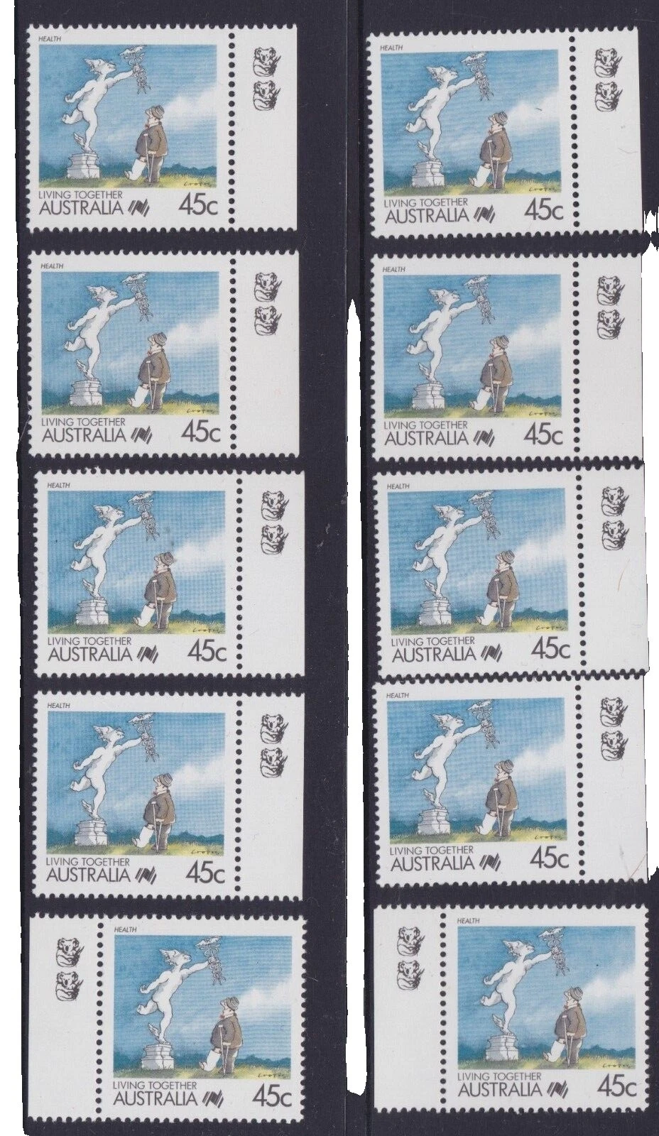 Блоки листов австралийских марок медицинский